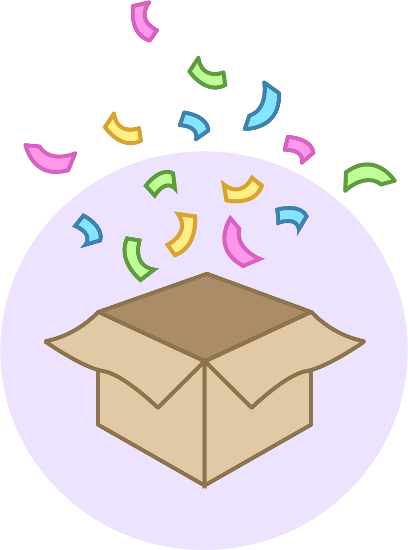 package with confetti