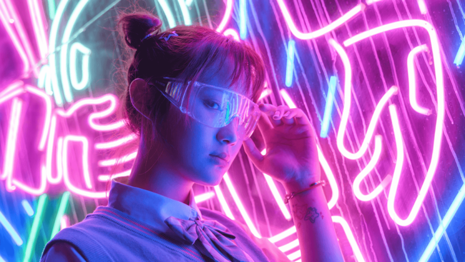 futuristic image of a girl wearing glasses